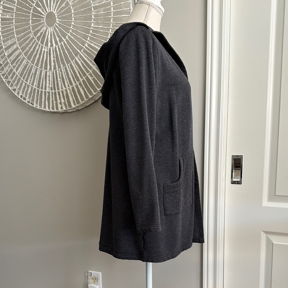 Blue Sky Gray Cozy Hooded Cardigan Sweater with Front Pockets - Picture 2 of 8